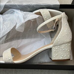 Betsey Johnson Pearl-Embellished Cream Heels-New Size 10